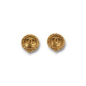二手 CHANEL 中古扭紋金色耳夾