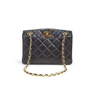 二手 CHANEL Chain Tote Bag 羊皮金扣