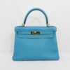 二手 HERMES kelly 28 松石藍金扣