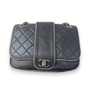 Pre-Loved Chanel Chain Flap Bag Black Lambskin